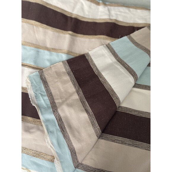 Upholstery Fabric 12 Yards Vertical Stripes Maroon Cream Blue Silky Texture NEW - Picture 3 of 16